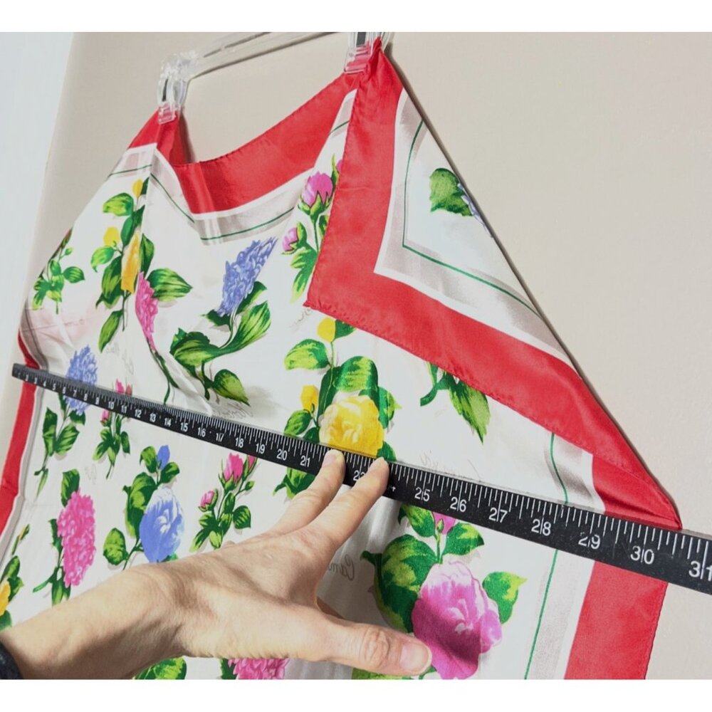 NWT Club 7 Echo Silk Scarf 30" Square Floral Chiffon Semi-Sheer Colorful Luxury - Picture 3 of 6
